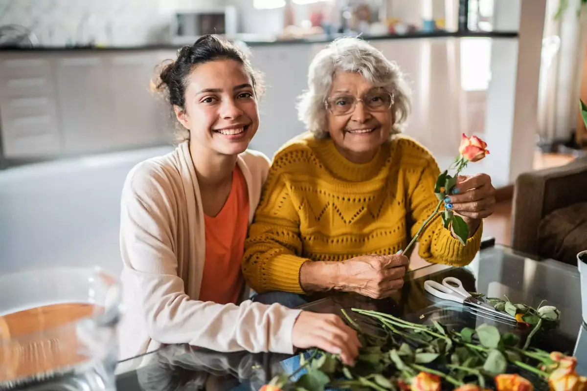 Caregiver with client